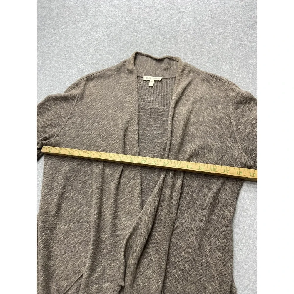 Eileen Fisher Cardigan Sweater Womens S Beige Linen Cotton Open Front Drape Knit